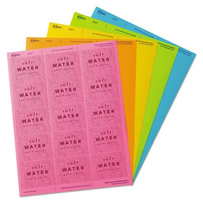 Avery Color Easy Peel Labels, 2 X 2 5/8, Assorted, 15/sheet, 10 Sheets