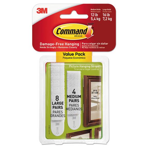 Command Picture Hanging Strips, Medium, White, 16-Pairs