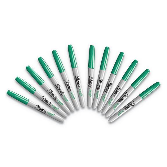 Sharpie Metallic Fine Point Permanent Markers, Green, Dozen