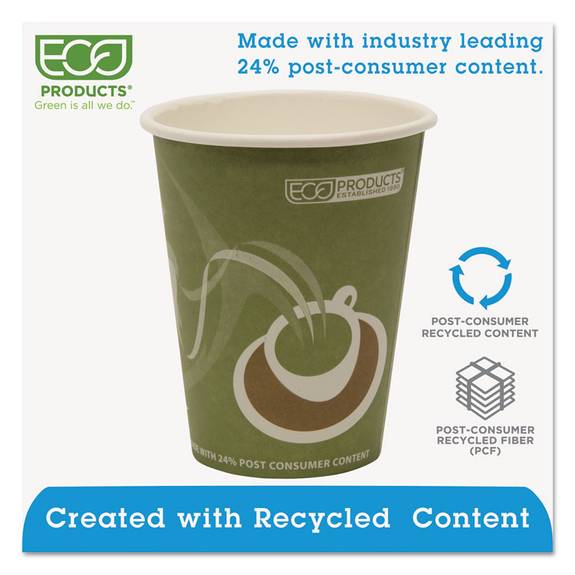 Eco Products  Evolution World 24% Recycled Content Hot Cups - 12oz., 50/pk, 20 Pk/ct Ep-brhc12-ew 1000 Case