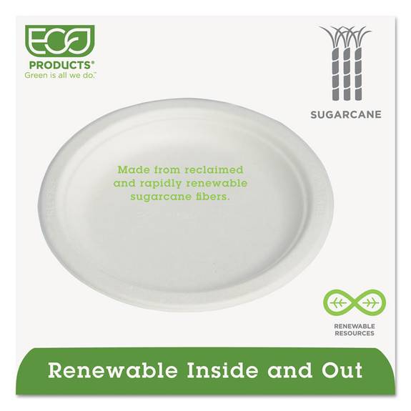 Eco Products  Renewable & Compostable Sugarcane Plates Convenience Pack, 6