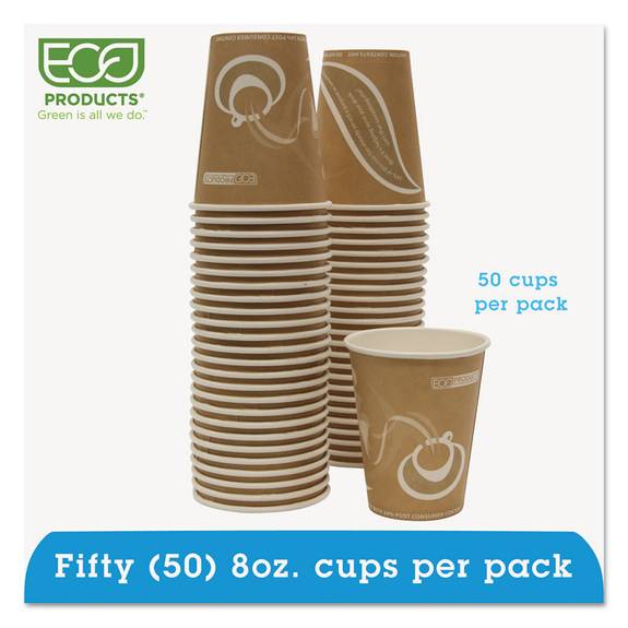 Eco Products  Evolution World 24% Recycled Content Hot Cups Convenience Pack - 8oz., 50/pk Ep-brhc8-ewpk 50 Package