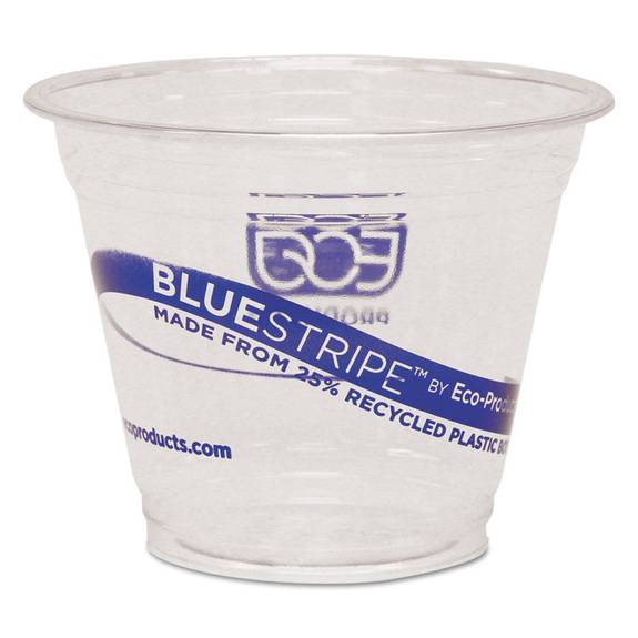 Eco Products  Bluestripe 25% Recycled Content Cold Cups, 9 Oz., Clear/blue, 50/pk, 20 Pk/ct Ep-cr9 1000 Case