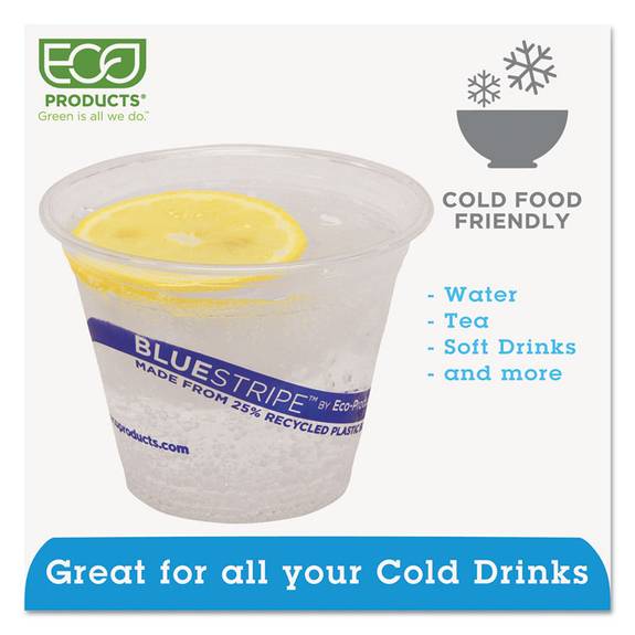 Eco Products  Bluestripe 25% Recycled Content Cold Cups, 9 Oz., Clear/blue, 50/pk, 20 Pk/ct Ep-cr9 1000 Case