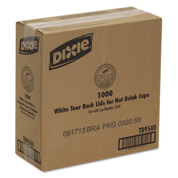 Dixie  Plastic Lids For Hot Drink Cups, 10oz, White, 1000/carton Tb9540 1000 Case