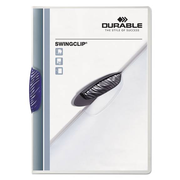 Durable  Swingclip Clear Report Cover, Letter Size, Dark Blue Clip, 5/pack 226407 5 Package