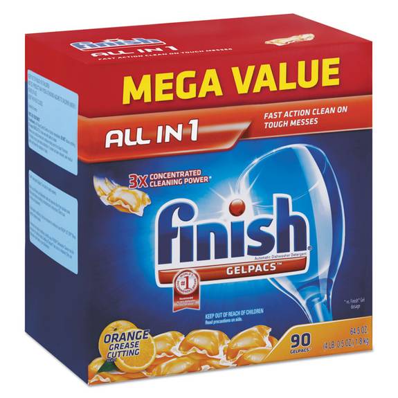 Finish  Dish Detergent Gelpacs, Orange Scent, 84 Gelpacs/box, 2 Boxes/carton Rec 89730 180 Case