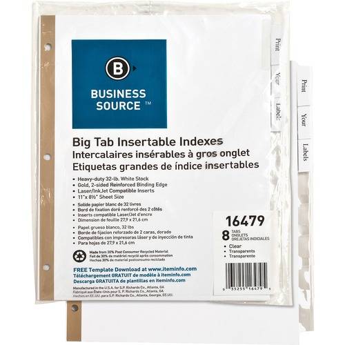 Business Source Tear-resistant Clear Tab Index Dividers (ST/SET)