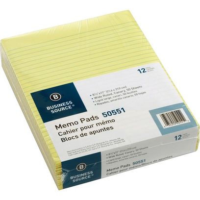 Business Source Glued Top Ruled Memo Pads - Letter (DZ/DOZEN)