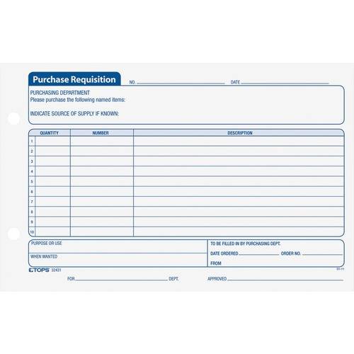 TOPS Purchase Requisitions Forms (PK/PACKAGE)