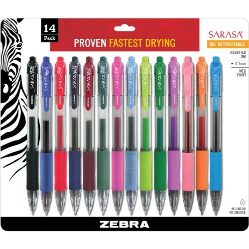 Zebra Pen Sarasa Gel Medium Point Retractable Pens (PK/PACKAGE)