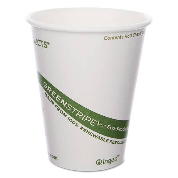 Eco Products  Greenstripe Renewable & Compostable Hot Cups - 8 Oz., 50/pk, 20 Pk/ct Ep-bhc8-gs 1000 Case