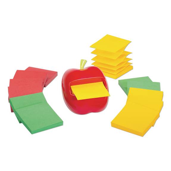 Post It  Pop Up Notes Super Sticky APPLE NOTES DISPENSER VALUE PACK, 3 X 3 MARRAKESH COLOR COLLECTION PADS, RED/GREEN, 12 PADS/PACK APL330SSVA 12 package