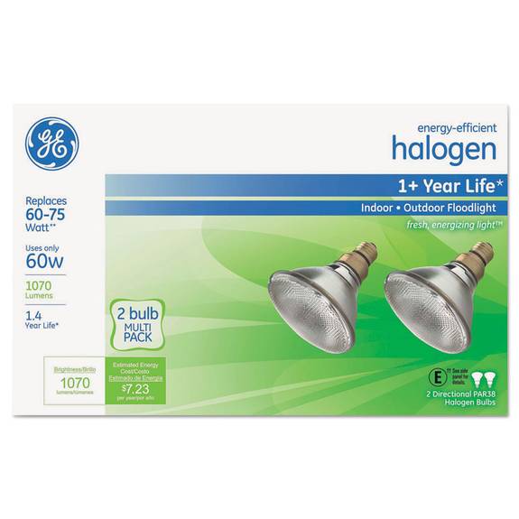 Ge Energy-efficient Halogen 60 Watt Par38 Floodlight, 2/pack Gel66280 2 Package