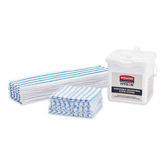 Rubbermaid  Commercial Hygen  Disposable Microfiber Cleaning Cloths, 12 x 12, Blue/White Stripes, 600/Pack 2134283 600 package