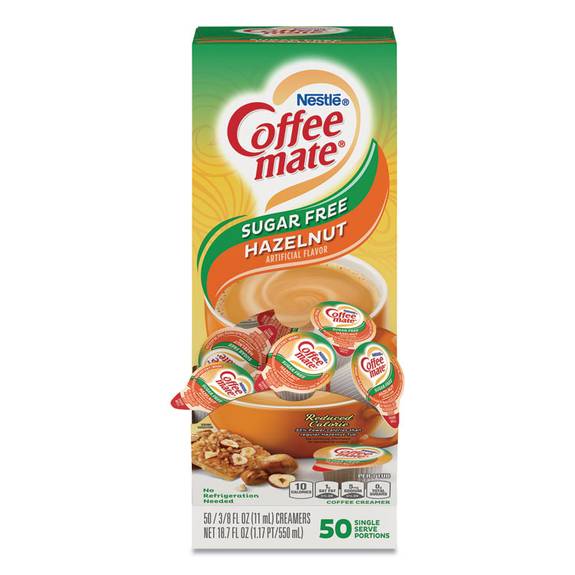 Coffee Mate  Liquid Coffee Creamer, Sugar-Free Hazelnut, 0.38 Oz Mini Cups, 50/box 98468BX 50 Box