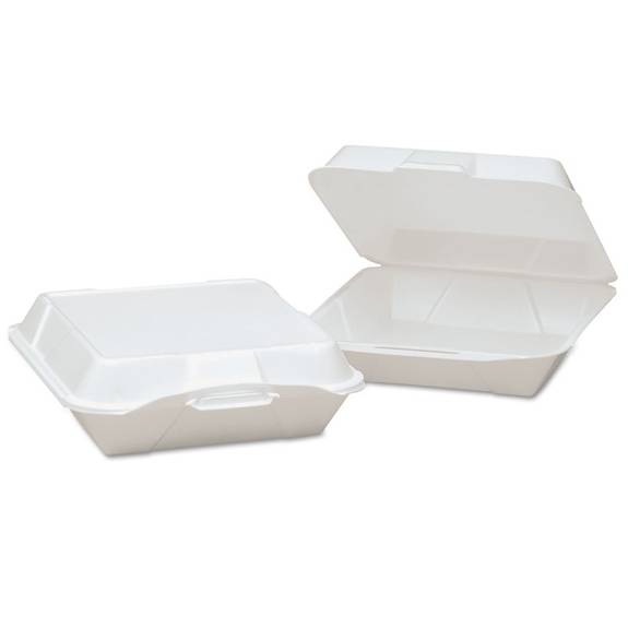 Genpak  Foam Hinged Container, 1-compartment, Jumbo, 10-1/3x9-1/3x3, White, 100/bg, 2/ct 25000 200 Case