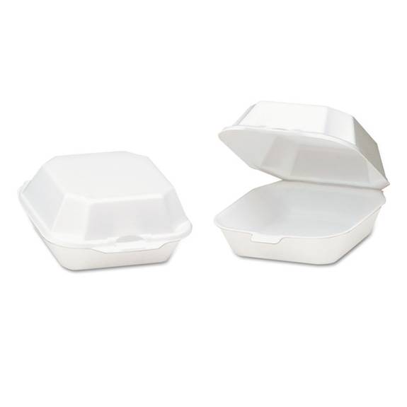 Genpak  Foam Hinged Container, Sandwich, 5-1/8x5-1/3x2-3/4, White, 125/bag, 4 Bags/ct 22400 500 Case