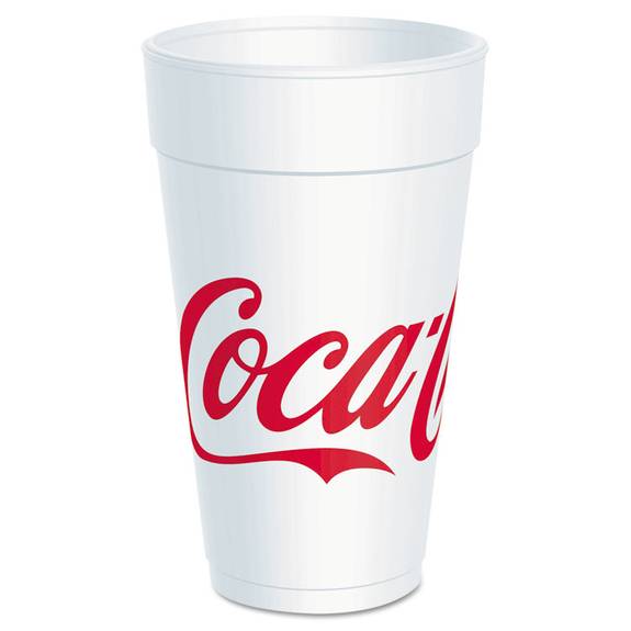Dart  Coca-cola Foam Cups, Foam, Red/white, 20 Oz, 25/bag, 20 Bags/carton 20j16c 500 Case