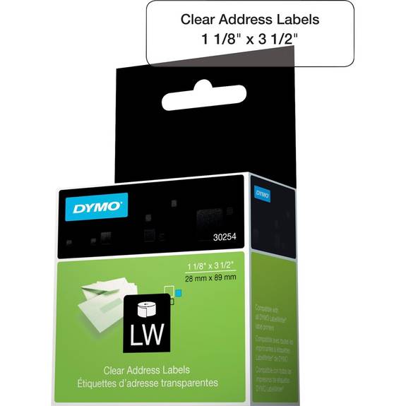 DYMO LabelWriter Address Labels, Clear, 1-1/8 x 3-1  