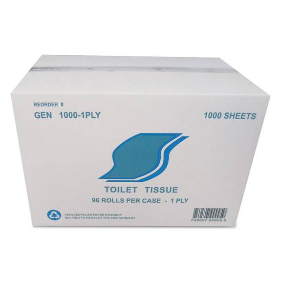 Gen Small Roll Bath Tissue, 1-ply, 1000 Sheets/roll, 1.64 In Core, 96/carton Gen 1000-1ply 96 Case