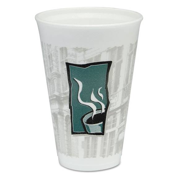 Dart  Uptown Thermo-glaze Hot/cold Cups, Foam, 16oz, Green/black/gray, 25/bag, 40/ct Dcc 16x16twn 1000 Case