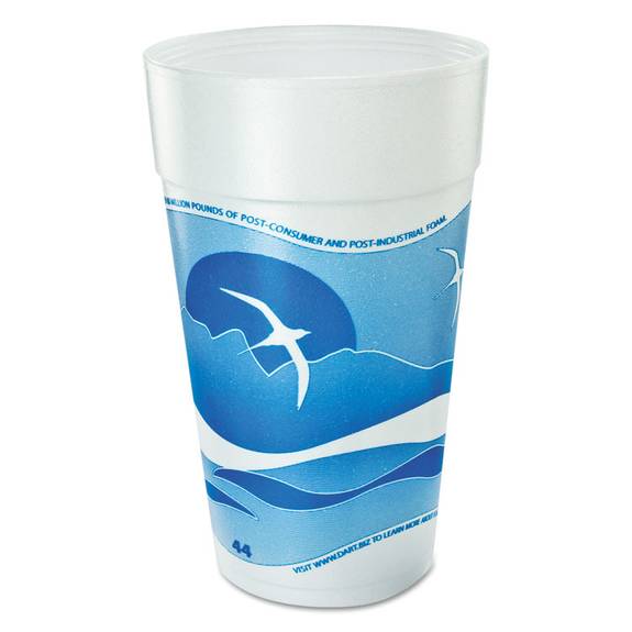 Dart  Horizon Flush Fill Foam Cup, Hot/cold, 44 Oz, Ocean Blue, 20/bag, 15 Bags/carton 36720/06 300 Case