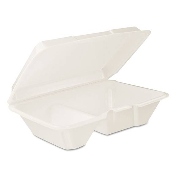 Dart  Hinged Lid Carryout Container, White, 9 1/3 X 2 9/10 X 6 2/5, 100/bg, 2 Bg/ct Dcc 205ht2 200 Case