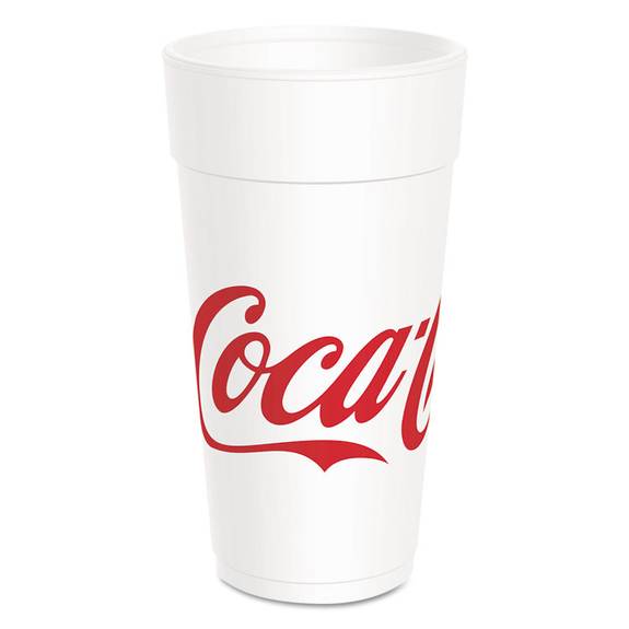Dart  Coca-cola Foam Cups, Red/white, 24 Oz, 20/bag, 20 Bags/carton Dcc 24j16c 500 Case