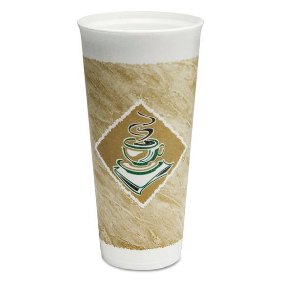 Dart  Cafe G Foam Hot/cold Cups, 24 Oz, Green/white, 20/bag, 20 Bags/carton Dcc 24x16g 500 Case