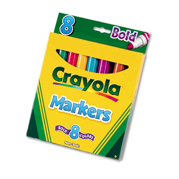 Crayola  Non-washable Markers, Broad Point, Bold Colors, 8/set 587732 8 Set