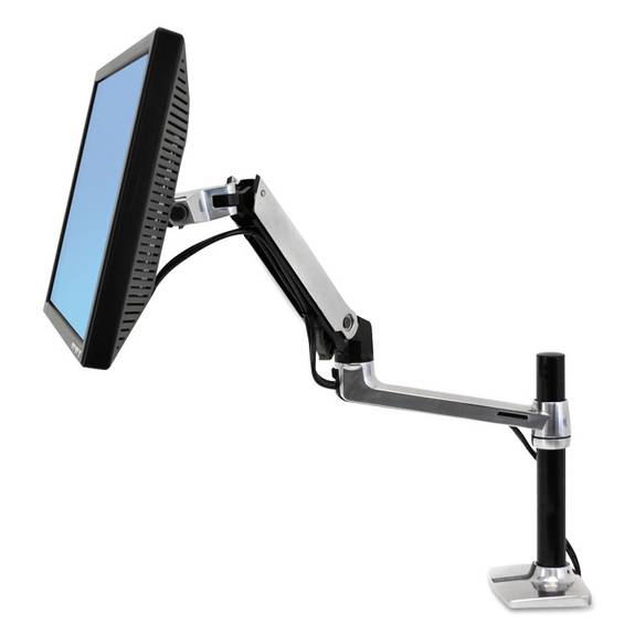 Ergotron  Lx Series Lcd Arm, Desk Mount With Tall Pole, Polished Aluminum/black 45295026 1 Each