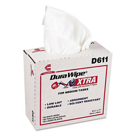 Chix  Durawipe Xtra Towels, 17 X 9 3/16, White, 100/box, 10/carton D611 10 Case