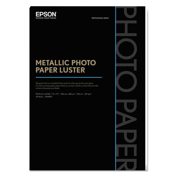 Epson  Professional Media Metallic Photo Paper Luster, White, 13 X 19, 25 Sheets/pack S045597 25 package
