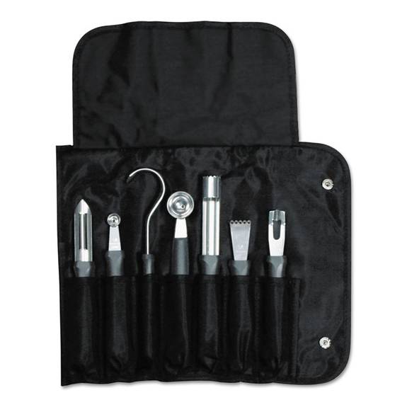Dexter  7 Pc Garnishing Tool Bag, Stainless Steel, Polypropylene Handles 20207 1 Each
