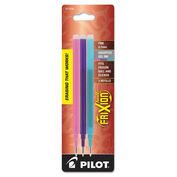 Pilot Refill for FriXion Erasable Gel Ink Pen Assorted 3/pk