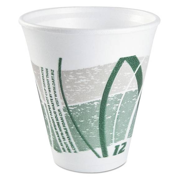 Dart  Impulse Hot/cold Foam Drinking Cups, 12 Oz, White/green/gray, 1000/carton 35901/04 1000 Case