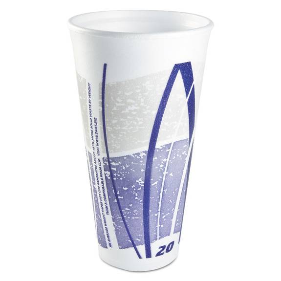 Dart  Impulse Hot/cold Foam Drinking Cups, 20 Oz, White/blue/gray, 500/carton 36064/07 500 Case