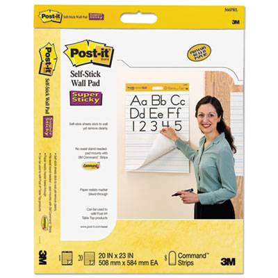 Post It  Easel Pads Super Sticky Self Stick Wall Easel Primary Ruled Pad, 20w X 23h, White, 20 Sheets, 2/pack 566prl 40 Package