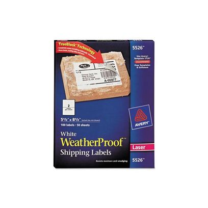 Waterproof Shipping Labels With Trueblock Technology, Laser Printers, 5.5 X 8.5, White, 2/Sheet, 50 Sheets/Pack