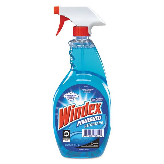 Windex  Powerized Formula Glass & Surface Cleaner, 32oz Trigger Bottle, 12/carton 90135ct 12 Case