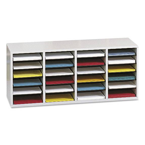 Safco  Wood/laminate Literature Sorter, 24 Sections, 39 1/4 X 11 3/4 X 16 3/8, Gray 9423gr 1 Each
