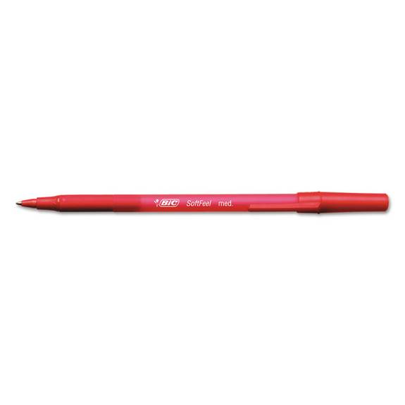 Bic  Soft Feel Stick Ballpoint Pen, Red Ink, 1mm, Medium, Dozen Sgsm11 Red 1 Dozen