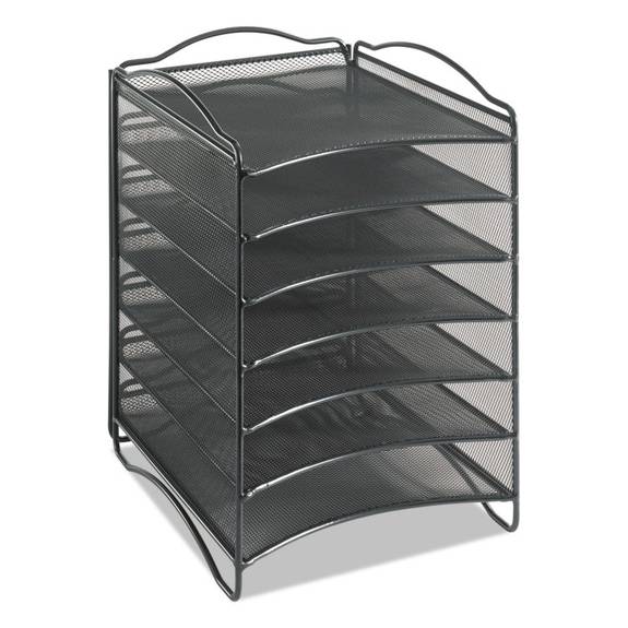 Safco  Onyx Steel Mesh Lliterature Sorter, Six Compartments, Black 9431bl 1 Each