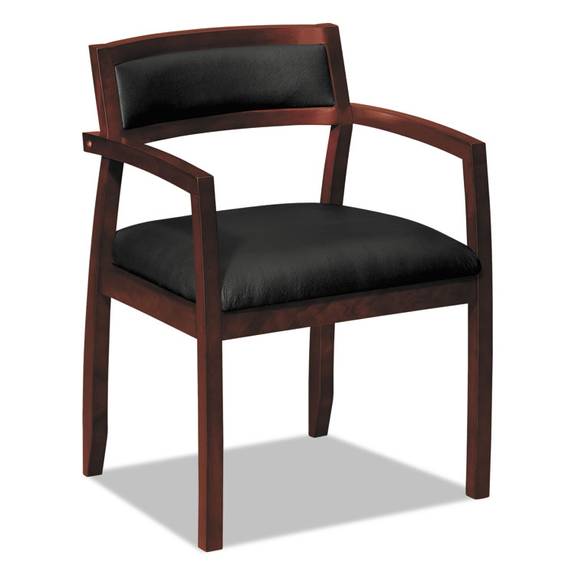 Hon  Topflight Wood Guest Chairs W/black Leather Seat/upholstered Back, Mahogany Bsxvl852nsb11 1 Each