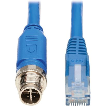 Tripp Lite Series M12 X-Code Cat6 1G UTP CMR-LP Ethernet Cable M12 M/RJ45 M, IP68, PoE, Blue, 10