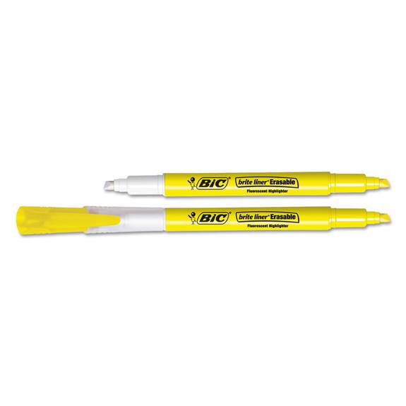 Bic  Brite Liner Erasable Highlighter, Chisel Tip, Fluorescent Yellow, 3/pack Blerp31-yw 3 Package
