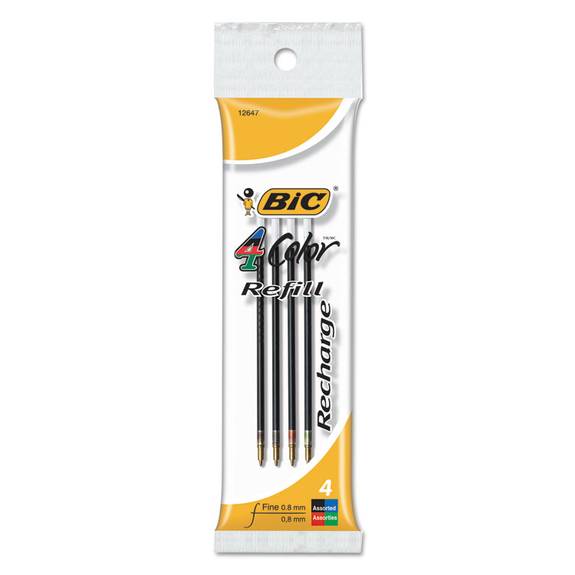 Bic  Refill For 4-color Retractable Ballpoint, Fine, Blk, Be, Gn, Red Ink, 4/pack Frm41 Ast 4 Package