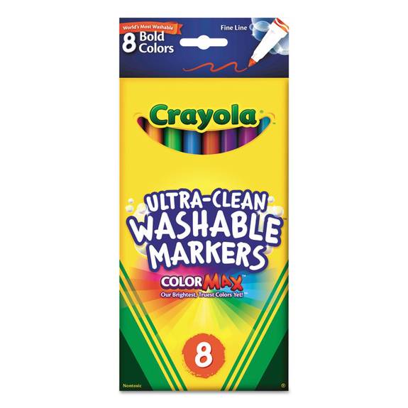Crayola  Washable Markers, Fine Point, Bold Colors, 8/set 587836 8 Set