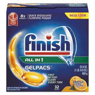 Dish Detergent Gelpacs, Orange Scent, 32/Box